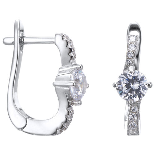 Серьги из серебра 925 пробы с фианитом