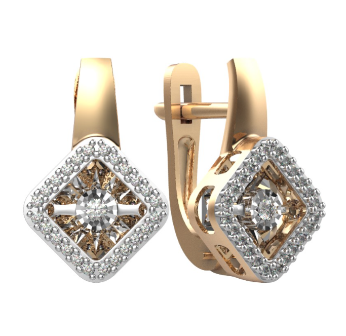 Серьги из золота 585 пробы с бриллиантом