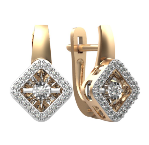 Серьги из золота 585 пробы с бриллиантом