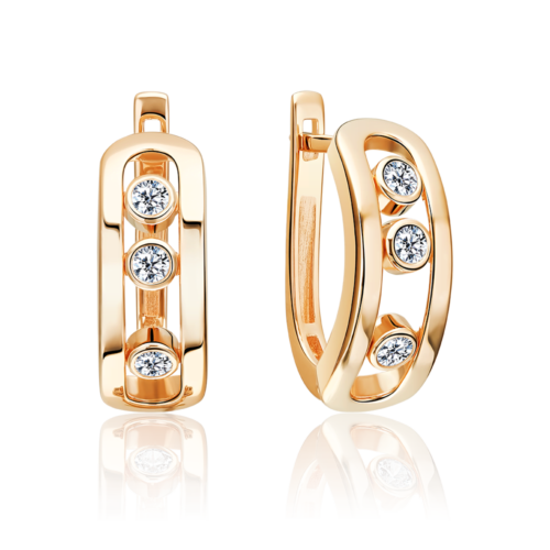 Серьги из золота 585 пробы с фианитом