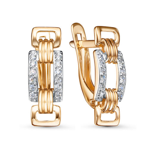 Серьги из золота 585 пробы с фианитом