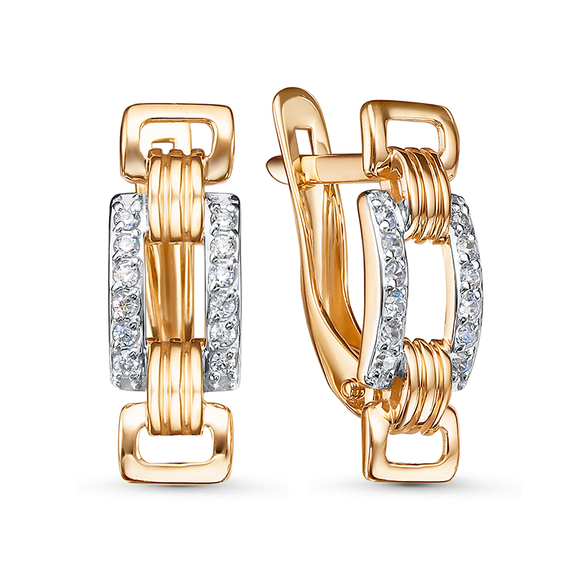 Серьги из золота 585 пробы с фианитом