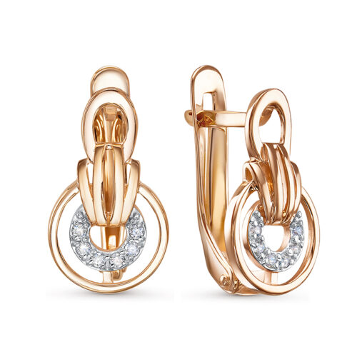 Серьги из золота 585 пробы с фианитом