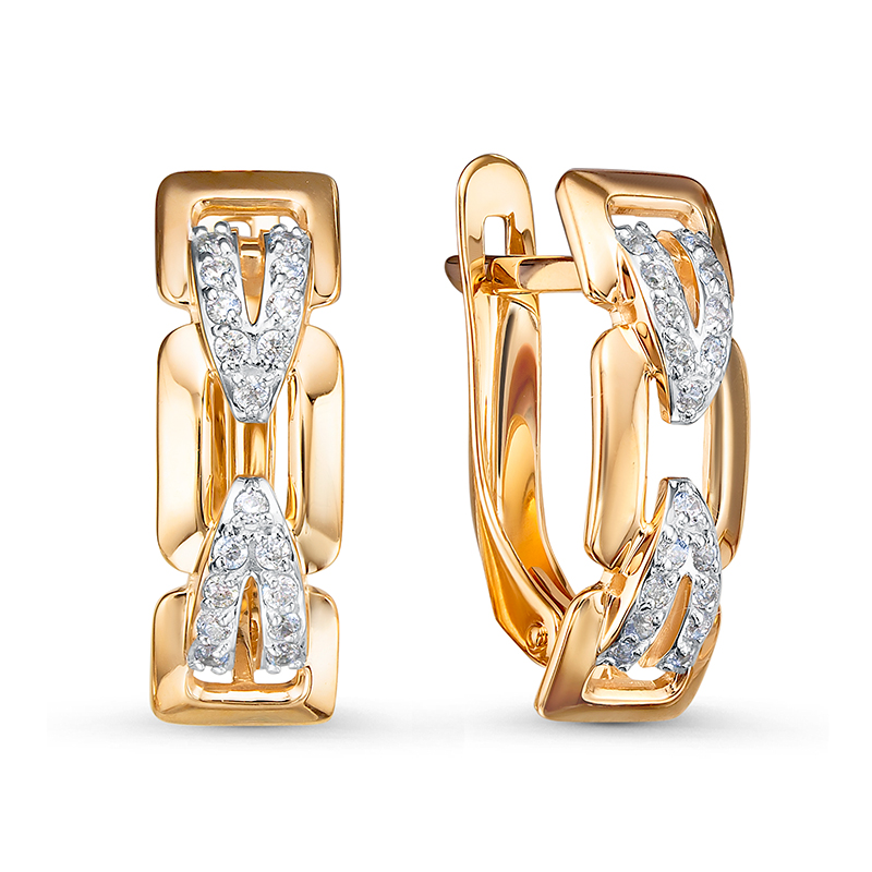 Серьги из золота 585 пробы с фианитом