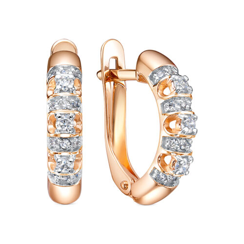 Серьги из золота 585 пробы с фианитом