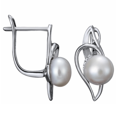 Серьги из серебра 925 пробы с жемчугом