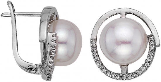 Серьги из серебра 925 пробы с жемчугом