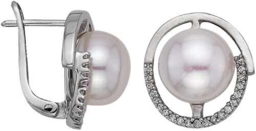 Серьги из серебра 925 пробы с жемчугом
