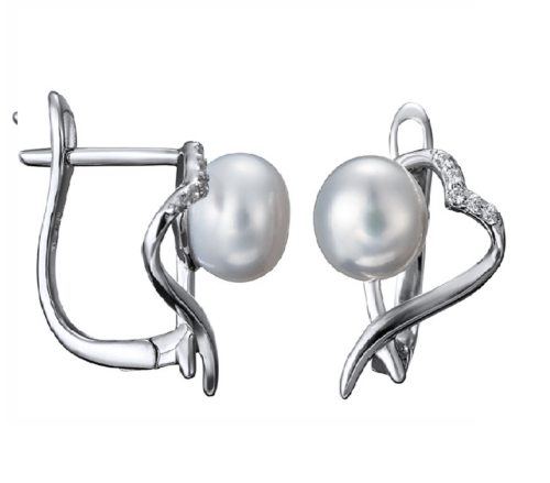 Серьги из серебра 925 пробы с жемчугом