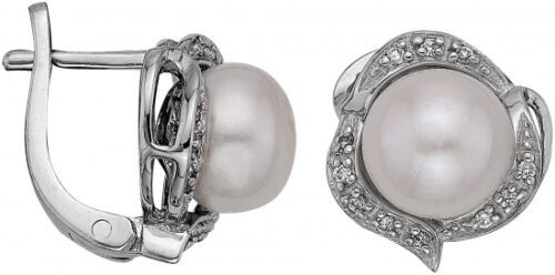 Серьги из серебра 925 пробы с жемчугом