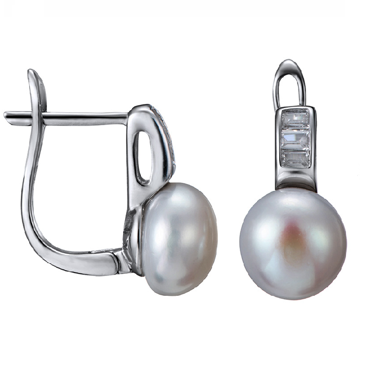 Серьги из серебра 925 пробы с жемчугом