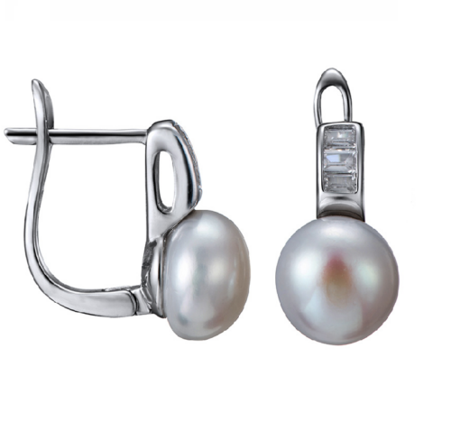 Серьги из серебра 925 пробы с жемчугом
