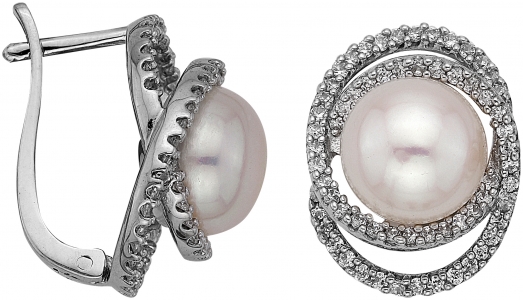 Серьги из серебра 925 пробы с жемчугом