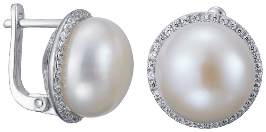 Серьги из серебра 925 пробы с жемчугом