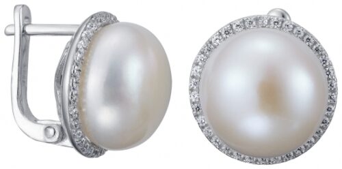 Серьги из серебра 925 пробы с жемчугом