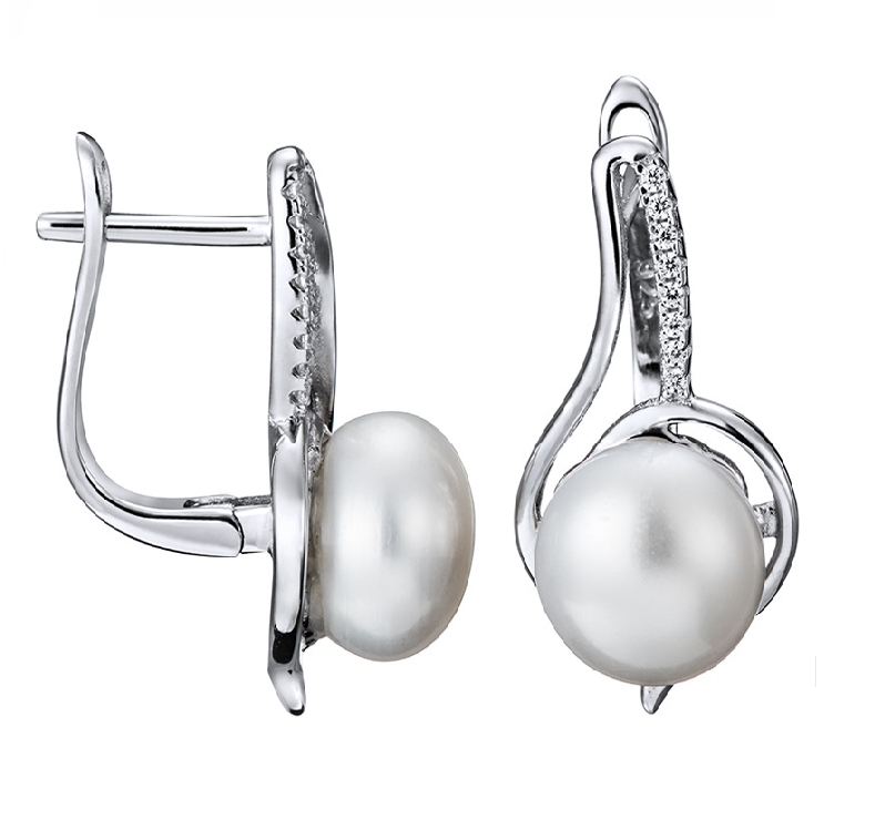 Серьги из серебра 925 пробы с жемчугом