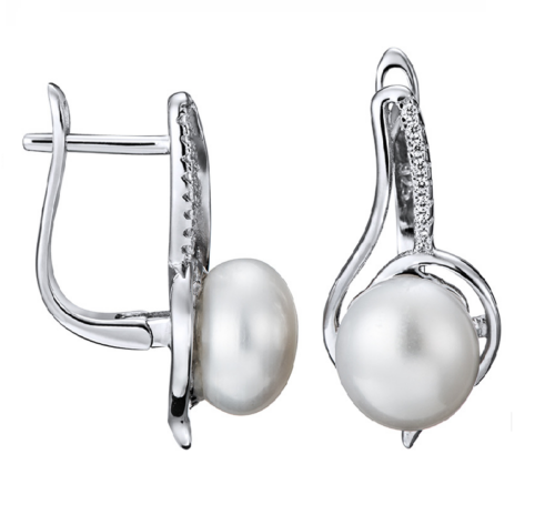 Серьги из серебра 925 пробы с жемчугом