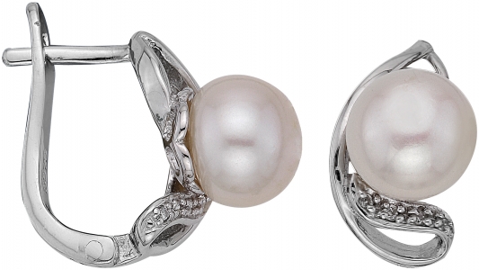 Серьги из серебра 925 пробы с жемчугом