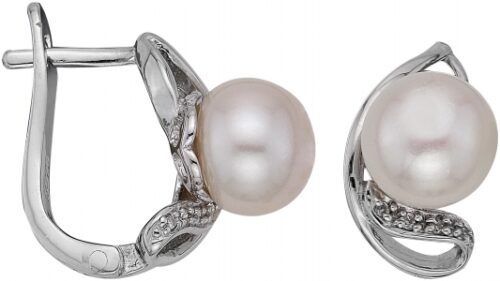 Серьги из серебра 925 пробы с жемчугом