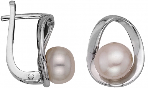 Серьги из серебра 925 пробы с жемчугом