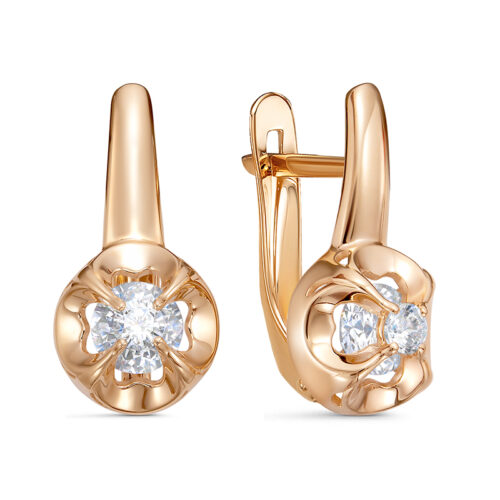Серьги из золота 585 пробы с фианитом