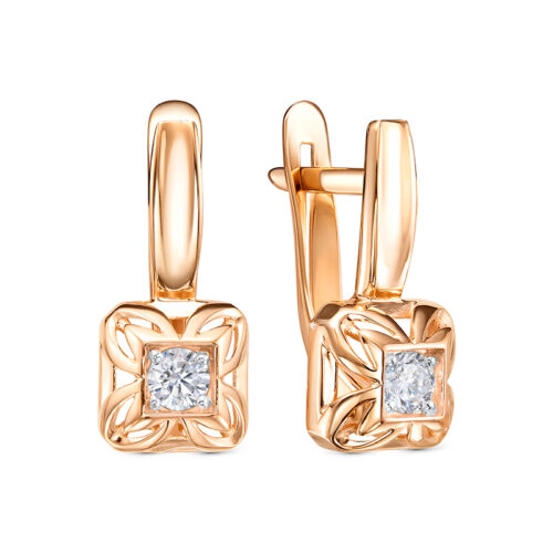 Серьги из золота 585 пробы с фианитом