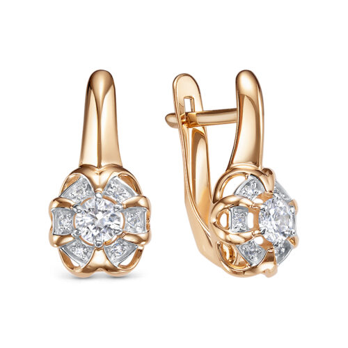 Серьги из золота 585 пробы с фианитом