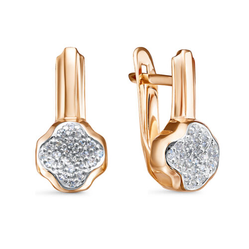 Серьги из золота 585 пробы с фианитом