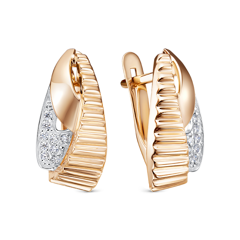 Серьги из золота 585 пробы с фианитом