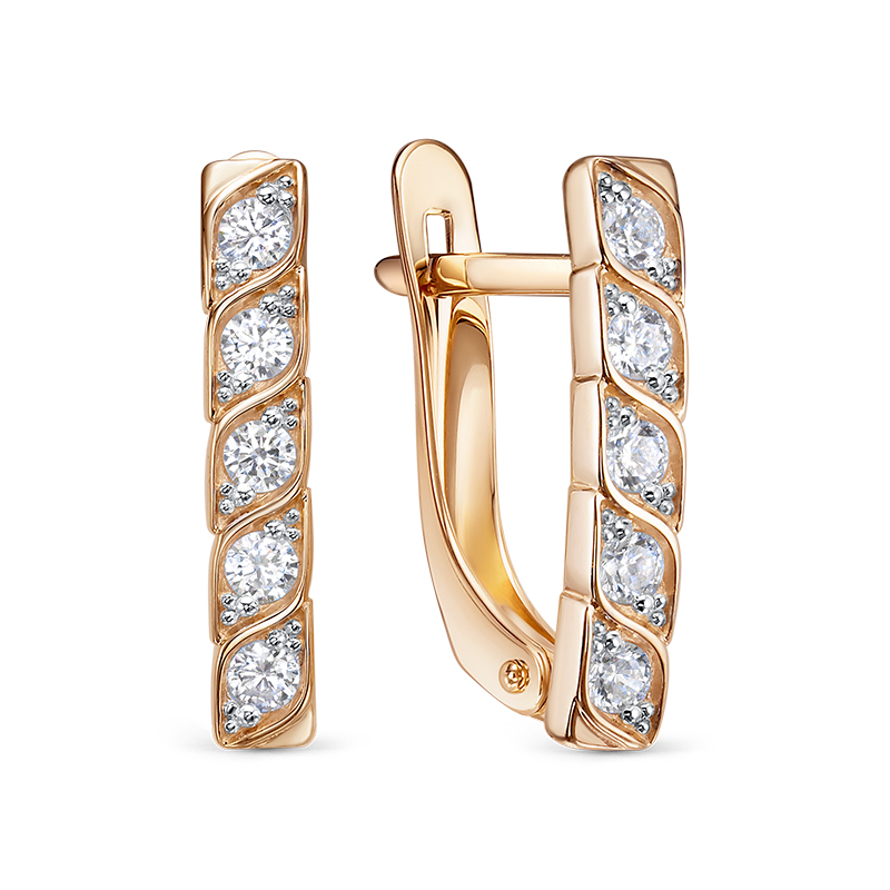 Серьги из золота 585 пробы с фианитом