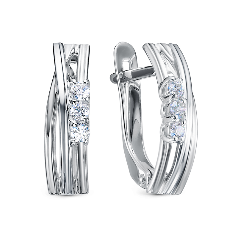 Серьги из золота 585 пробы с фианитом