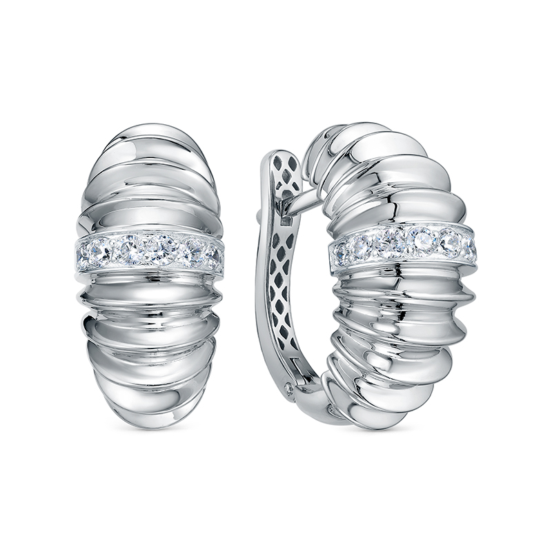 Серьги из серебра 925 пробы с фианитом