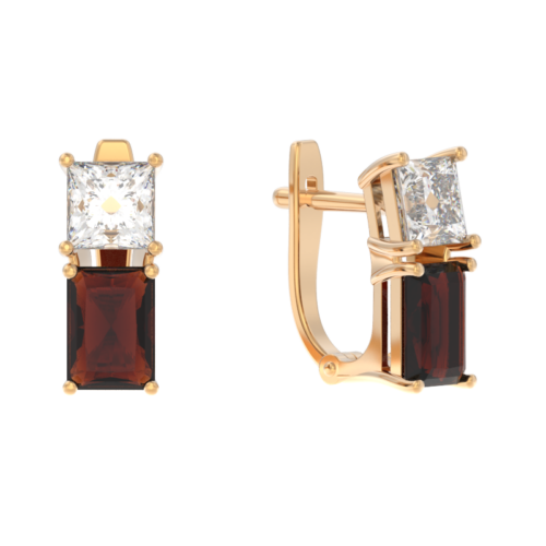 Серьги из золота 585 пробы с гранатом