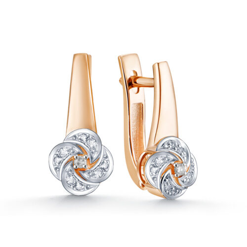 Серьги из золота 585 пробы с бриллиантом