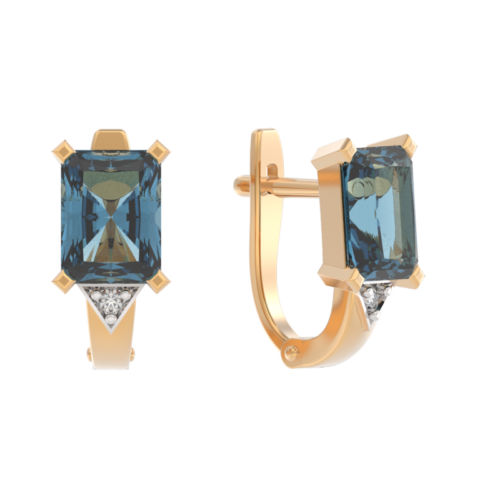 Серьги из золота 585 пробы с топазом
