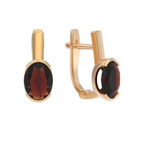 Серьги из золота 585 пробы с гранатом