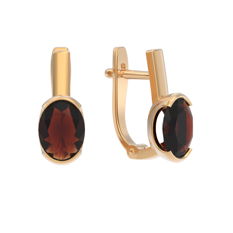 Серьги из золота 585 пробы с гранатом