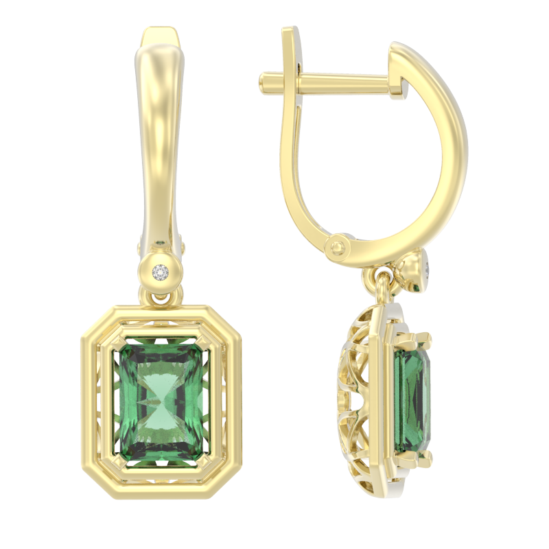 Серьги подвесные из золота 585 пробы