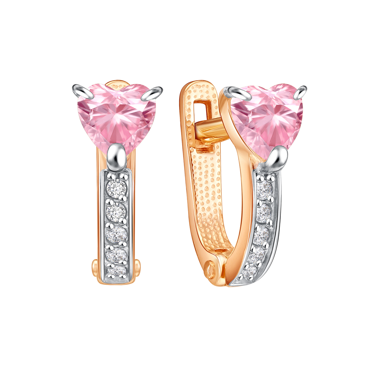 Серьги детские из золота 585 пробы с фианитом