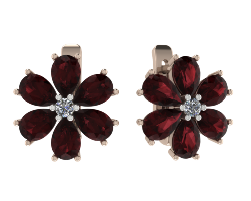 Серьги из золота 585 пробы с гранатом