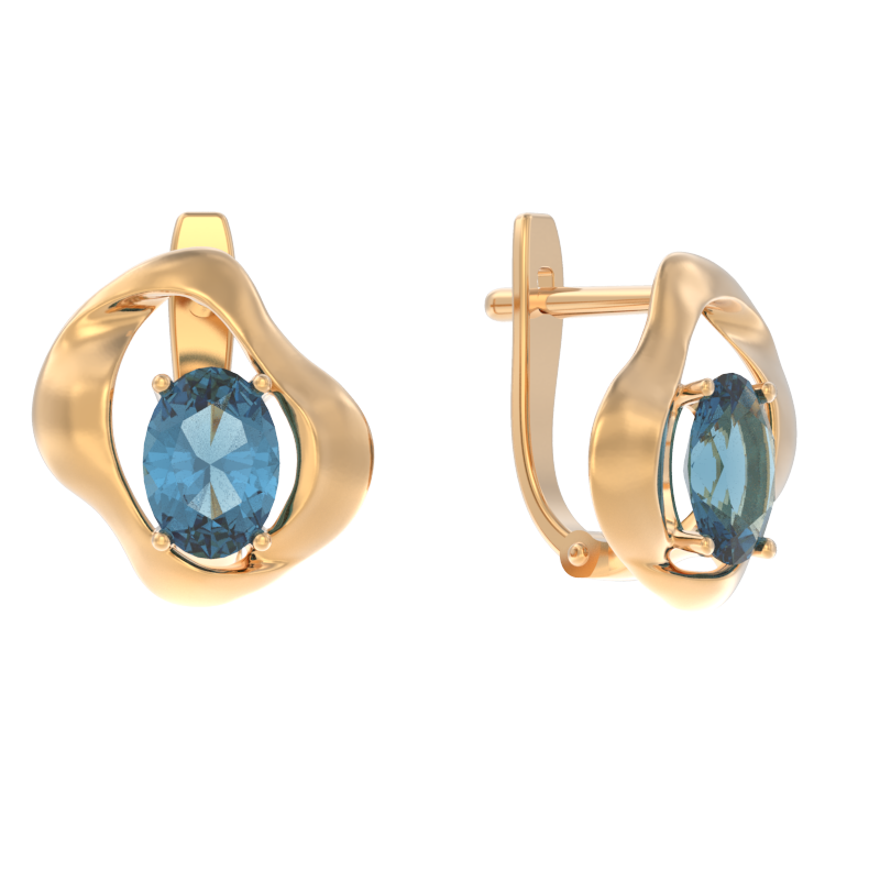 Серьги из золота 585 пробы с топазом