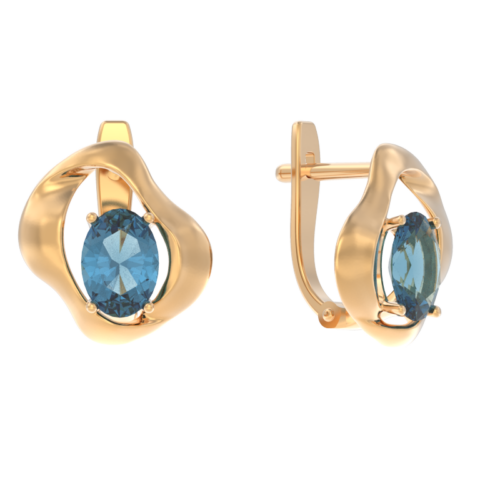 Серьги из золота 585 пробы с топазом