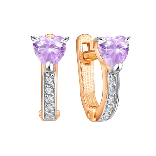 Серьги детские из золота 585 пробы с фианитом