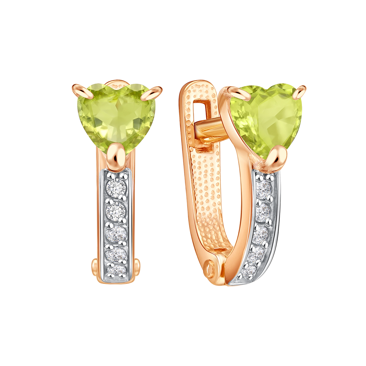 Серьги детские из золота 585 пробы с фианитом