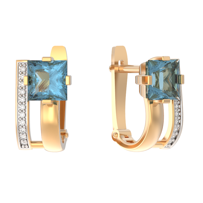 Серьги из золота 585 пробы с топазом