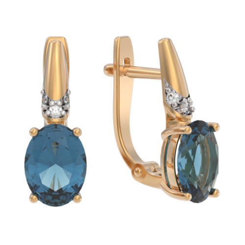Серьги из золота 585 пробы с топазом