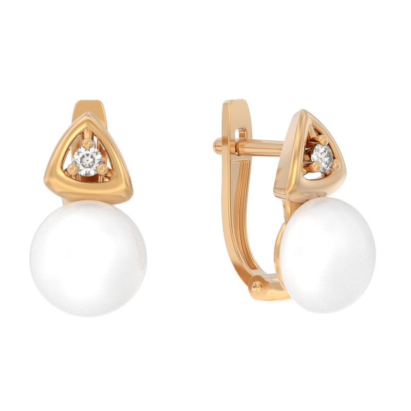 Серьги из золота 585 пробы с жемчугом