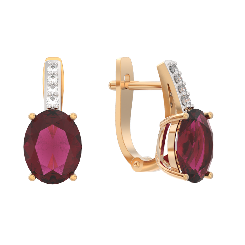 Серьги из золота 585 пробы с рубином