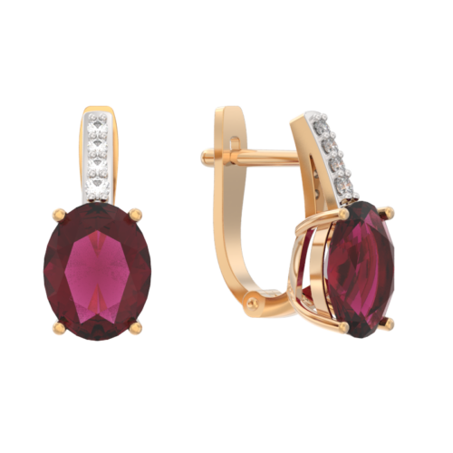Серьги из золота 585 пробы с рубином