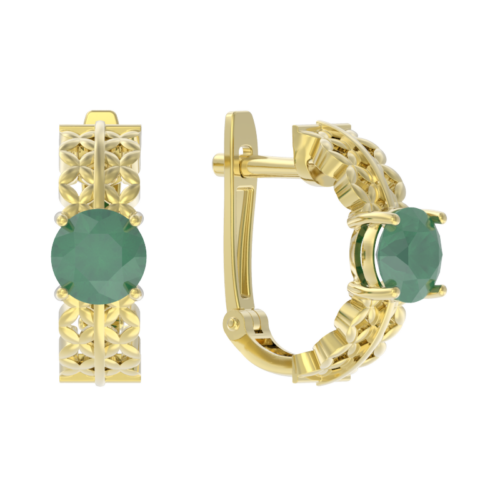 Серьги из золота 585 пробы с изумрудом